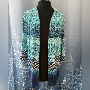 Chico's Turquoise, Navy, White Open Cardigan